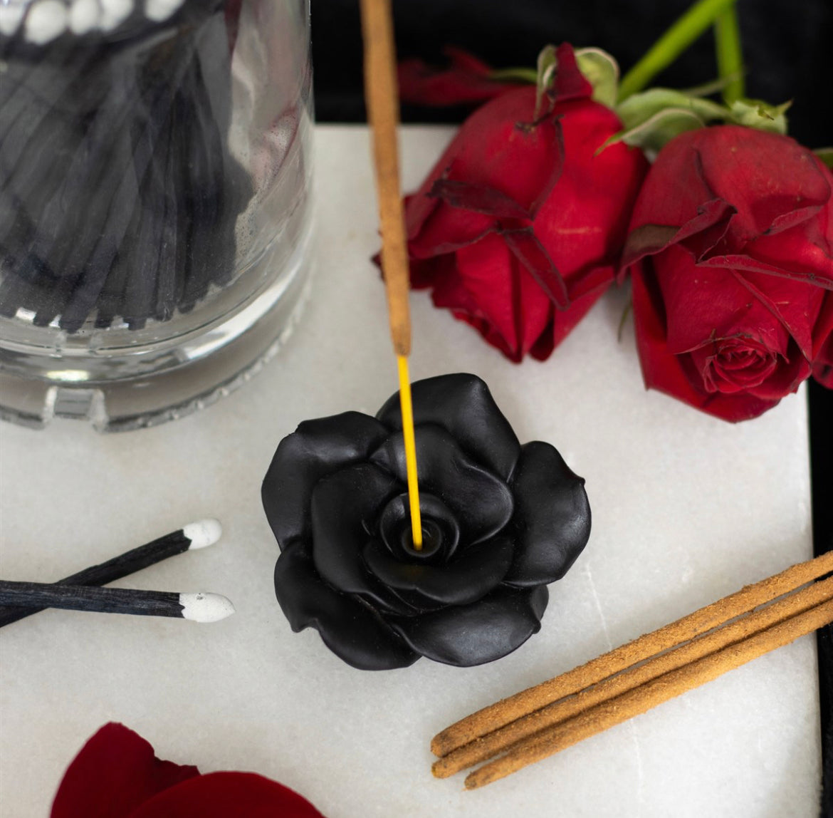 Black Rose Resin Incense Stick Holder