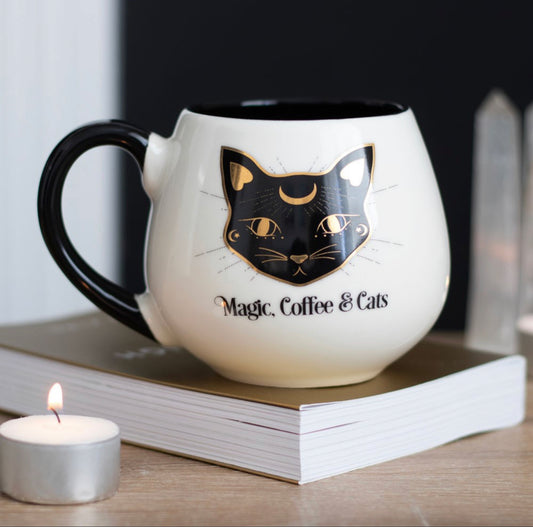Magic, Coffee and Cats Rounded Mug