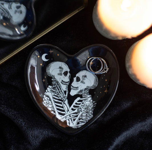 Skeleton Couple Heart Trinket Dish