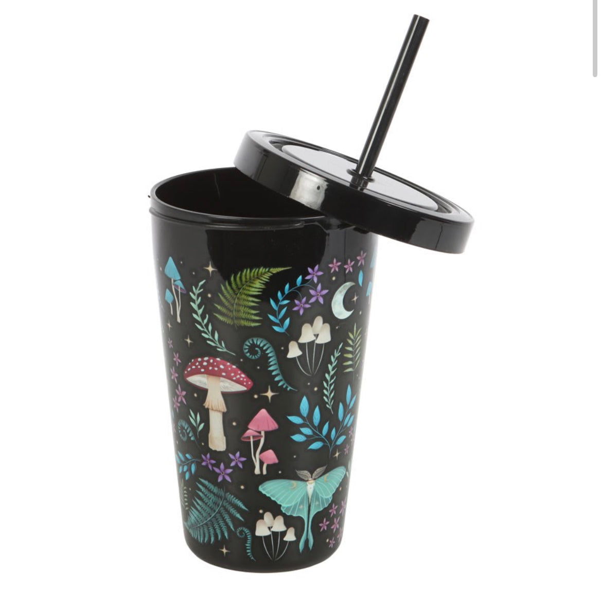 Dark Forest Print Plastic Tumbler With Straw