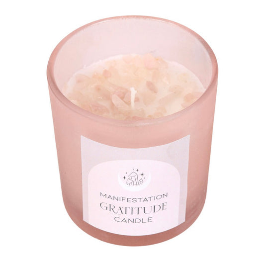 Gratitude Wild Rose Crystal Chip Candle