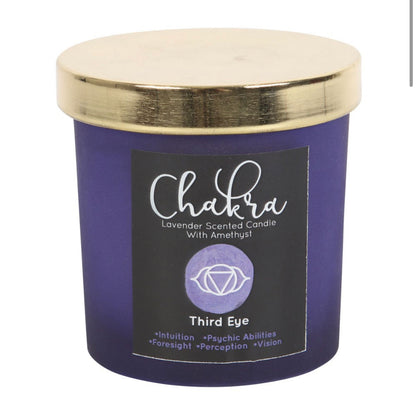 Third Eye Chakra Lavender Crystal Chip Candle